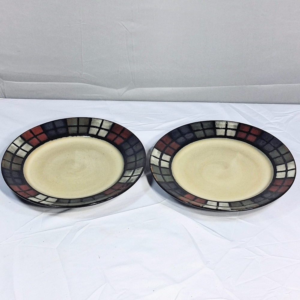 Set Of 2 Pfaltzgraff 8.5" Western Motif Geometric Pattern Salad/Bread Plates
